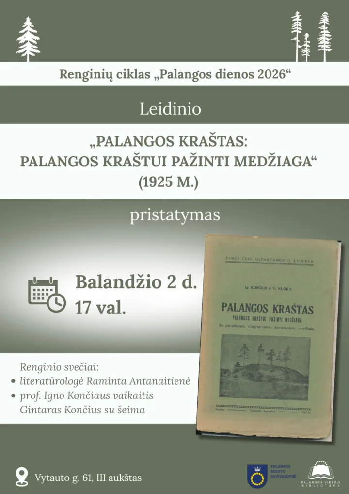 Leidinio „Palangos kraštas: Palangos kraštui pažinti medžiaga“ pristatymas Palangos viešojoje bibliotekoje