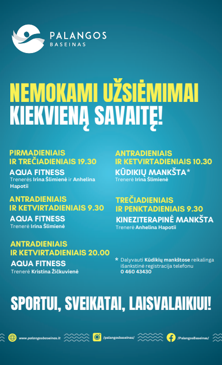 Nemokami užsiėmimai Palangos baseine