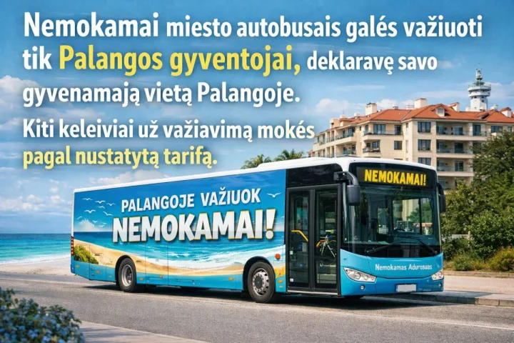 Nuo birželio visi Palangos gyventojai miesto autobusais galės važiuoti nemokamai