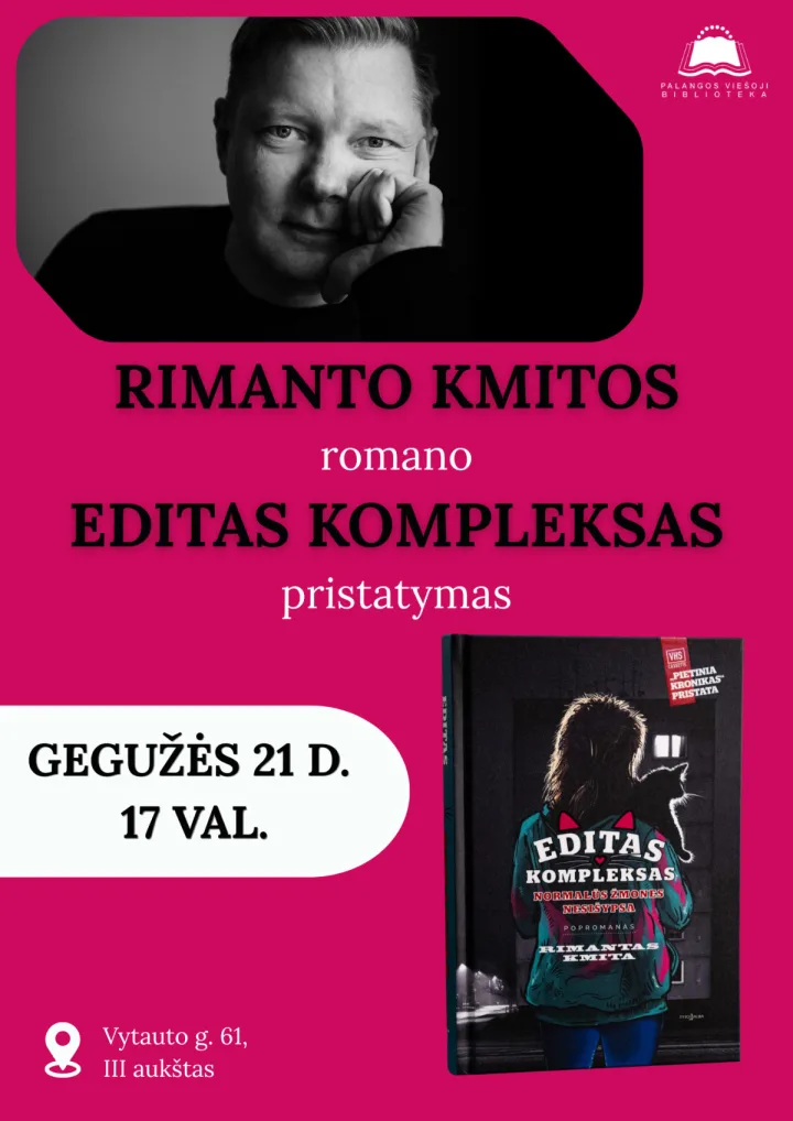 Rimanto Kmitos romano „Editas kompleksas“ pristatymas Palangoje