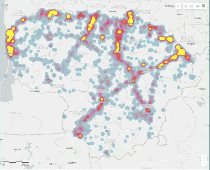 Interaktyviame žemėlapyje – Lietuvą lankančių užsieniečių maršrutai ir įpročiai – nuotrauka 1