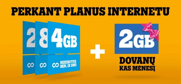 „Tele2“ pasiūlymas:perkantiems planus internetu – dovanos