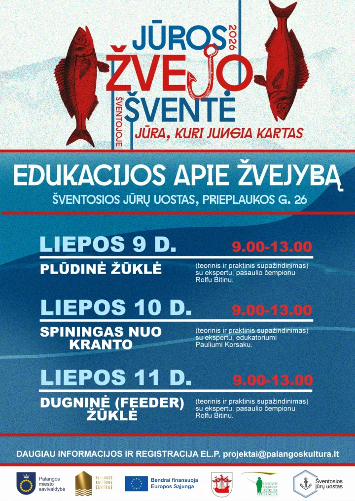 Palangos kultūros centras kviečia į projekto „Jūros žvejo šventė 2026 Šventojoje: jūra, kuri jungia kartas“ nemokamas žvejybos edukacijas