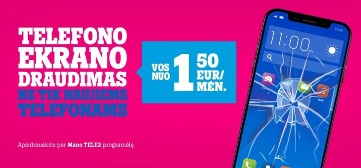 Telefono ekrano draudimas: vos per kelias minutes ir tik nuo 1,50 Eur/mėn