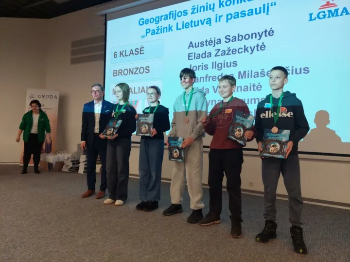Ignas Podlinevas laimėjo aukso medalį, Elada Zažeckytė –  bronzos medalį nacionaliniame geografijos žinių konkurse „Pažink Lietuvą ir pasaulį“