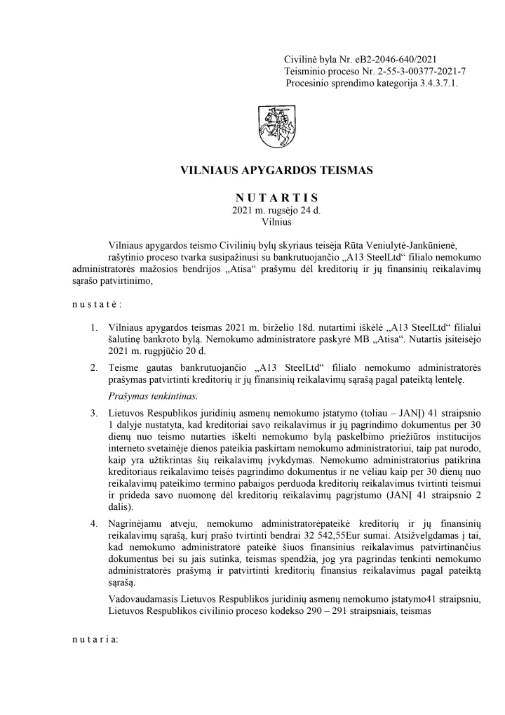 Matas Gailevičius skalambina varpais dėl Sporto centro 3 eurų ir 4 centrų skolos, nors savo 4 darbuotojams Vilniuje liko skolingas algų už 24 036 eurų (TEISMO NUTARTIS, ASMENINĖS ŽINUTĖS IR E LAIŠKAI) – nuotrauka 2