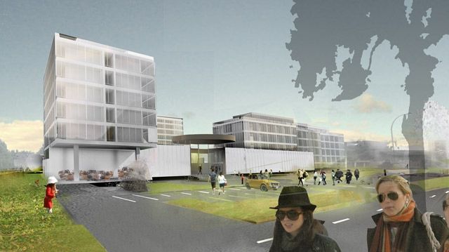 Detaliojo plano ir jo koncepcijos rengėjai taip matė kompleksą „Sanitas per aqua“. / „Vakarinio fasado“ vizualizacija.