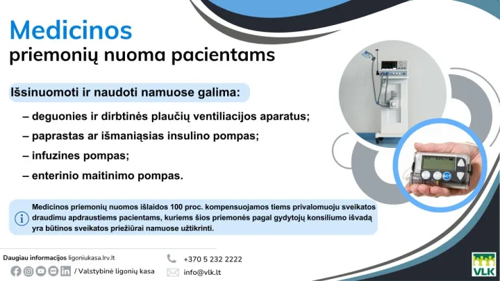 Ligonių kasa primena apie galimybę naudotis gyvybiškai svarbia įranga namuose