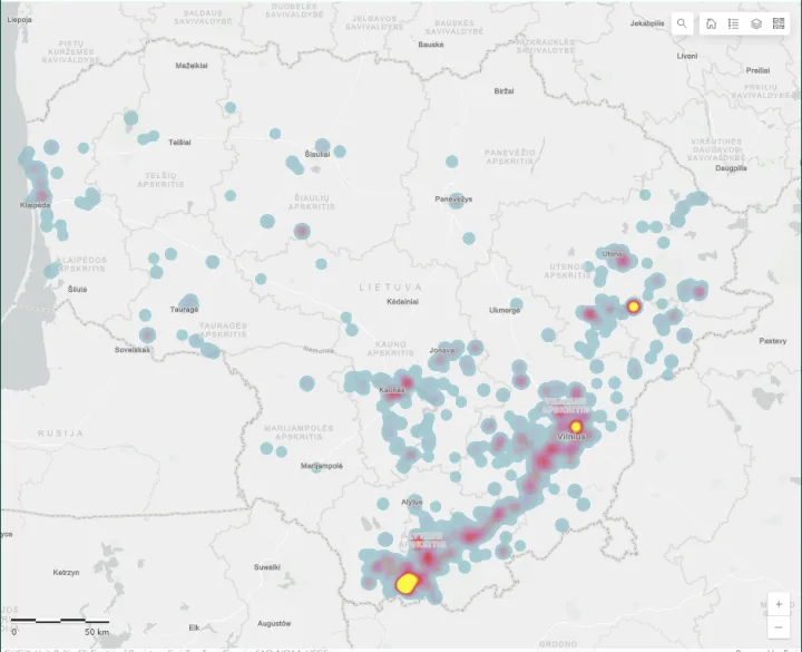 Interaktyviame žemėlapyje – Lietuvą lankančių užsieniečių maršrutai ir įpročiai – nuotrauka 3